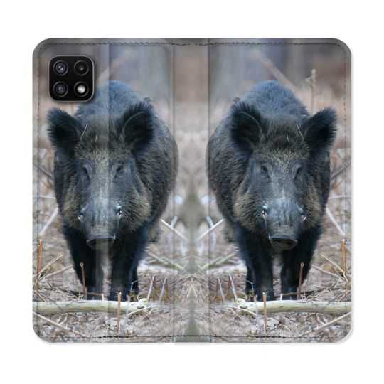 Housse cuir portefeuille Pour Samsung Galaxy A22 5G Chasse Sanglier Pin