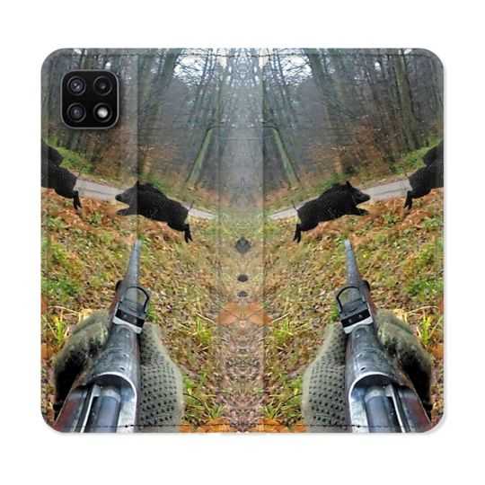 Housse cuir portefeuille Pour Samsung Galaxy A22 5G Chasse Vision Tir