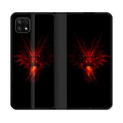 Housse cuir portefeuille Pour Samsung Galaxy A22 5G Fantastique Dragon Feu