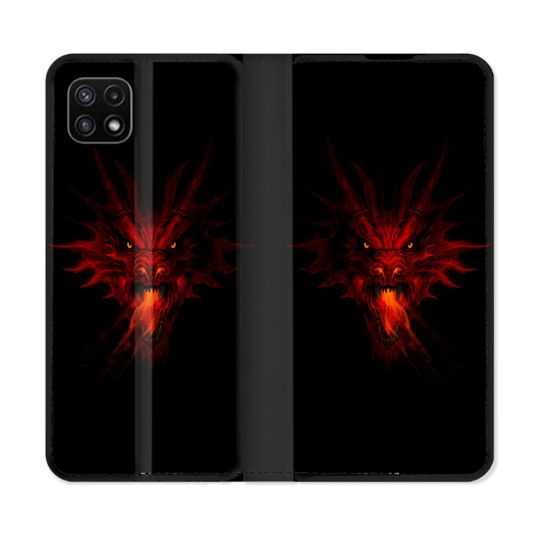 Housse cuir portefeuille Pour Samsung Galaxy A22 5G Fantastique Dragon Feu