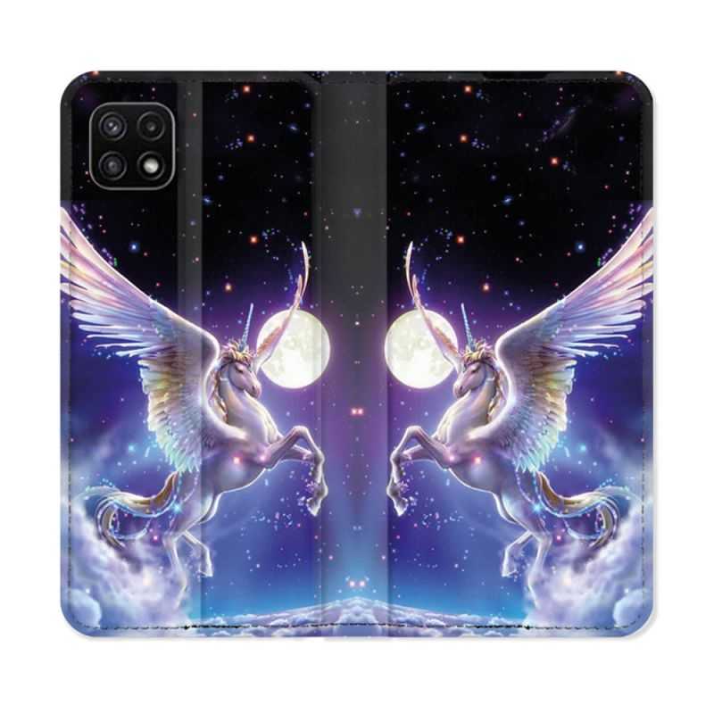 Housse cuir portefeuille Pour Samsung Galaxy A22 5G Fantastique Licorne Céleste