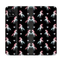 Housse cuir portefeuille Pour Samsung Galaxy A22 5G Fantastique Licorne Pattern