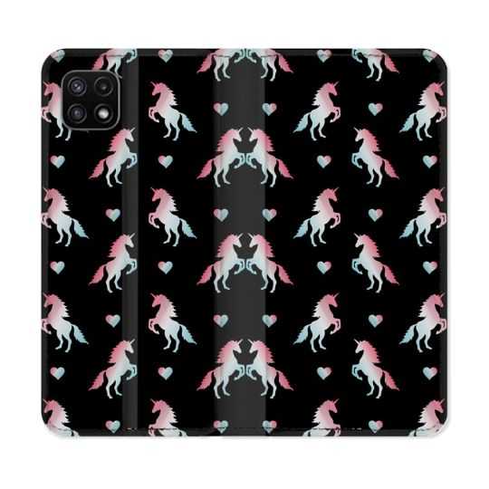 Housse cuir portefeuille Pour Samsung Galaxy A22 5G Fantastique Licorne Pattern