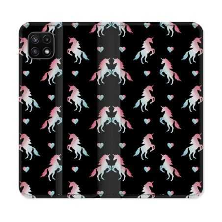 Housse cuir portefeuille Pour Samsung Galaxy A22 5G Fantastique Licorne Pattern