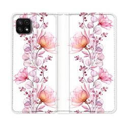 Housse cuir portefeuille Pour Samsung Galaxy A22 5G Fleur Eclosion