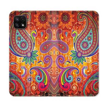 Housse cuir portefeuille Pour Samsung Galaxy A22 5G Fleur Psychedelic