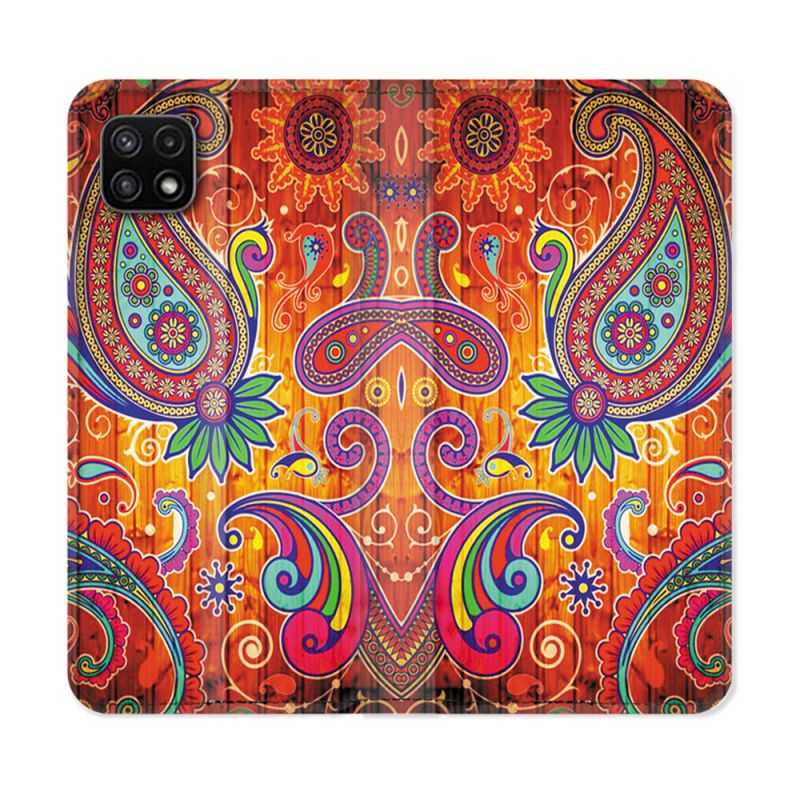 Housse cuir portefeuille Pour Samsung Galaxy A22 5G Fleur Psychedelic