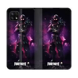 Housse cuir portefeuille Pour Samsung Galaxy A22 5G Fortnite Raven