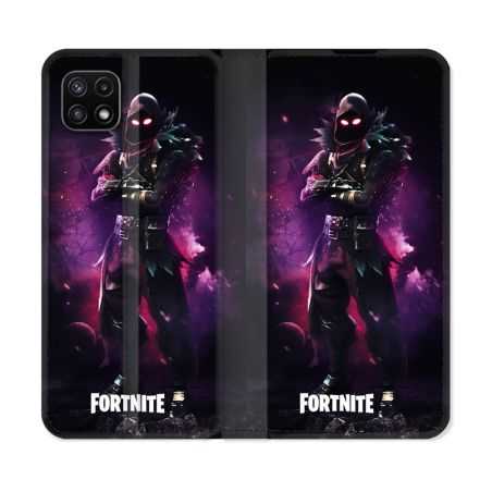 Housse cuir portefeuille Pour Samsung Galaxy A22 5G Fortnite Raven