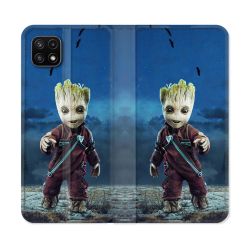 Housse cuir portefeuille Pour Samsung Galaxy A22 5G Groot Bleu