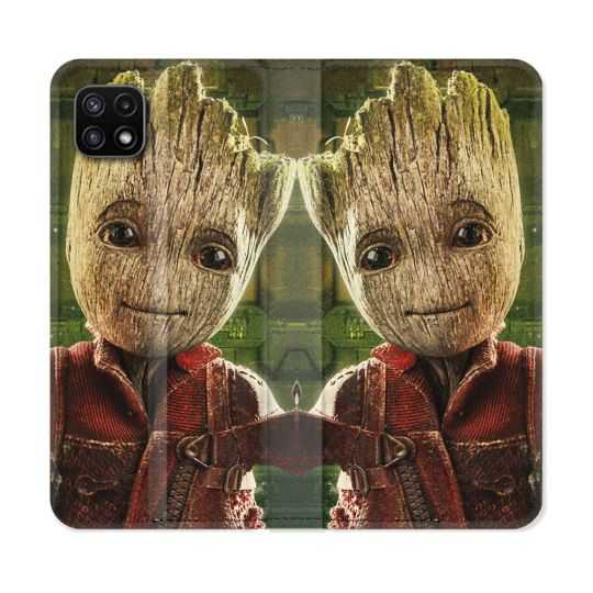 Housse cuir portefeuille Pour Samsung Galaxy A22 5G Groot Vert