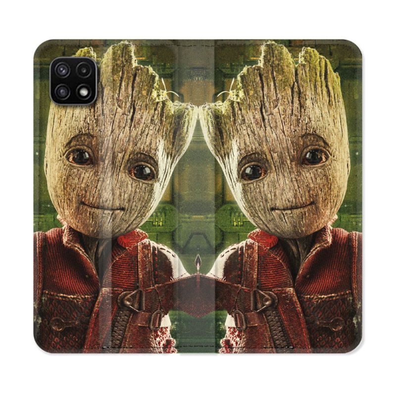 Housse cuir portefeuille Pour Samsung Galaxy A22 5G Groot Vert