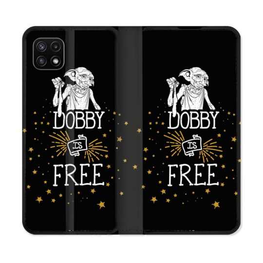 Housse cuir portefeuille Pour Samsung Galaxy A22 5G Harry Potter Dobby Free Noir