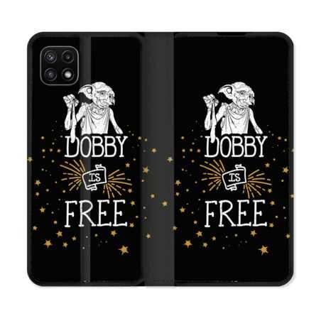 Housse cuir portefeuille Pour Samsung Galaxy A22 5G Harry Potter Dobby Free Noir