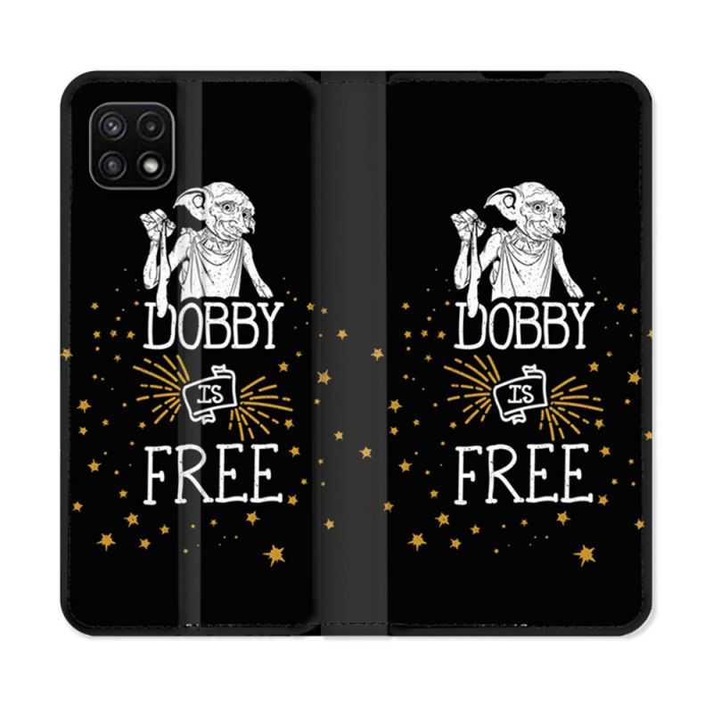 Housse cuir portefeuille Pour Samsung Galaxy A22 5G Harry Potter Dobby Free Noir