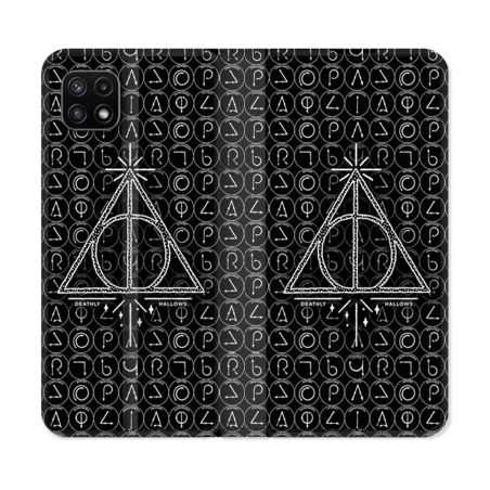 Housse cuir portefeuille Pour Samsung Galaxy A22 5G Harry Potter Hollows Triangle Noir