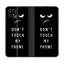 Housse cuir portefeuille Pour Samsung Galaxy A22 5G Humour Don't Touch