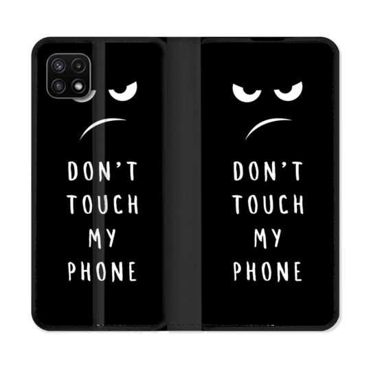 Housse cuir portefeuille Pour Samsung Galaxy A22 5G Humour Don't Touch