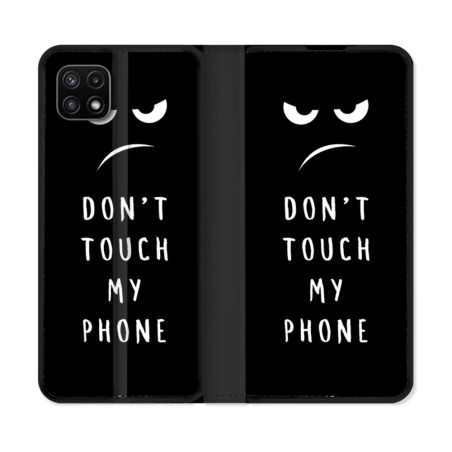 Housse cuir portefeuille Pour Samsung Galaxy A22 5G Humour Don't Touch