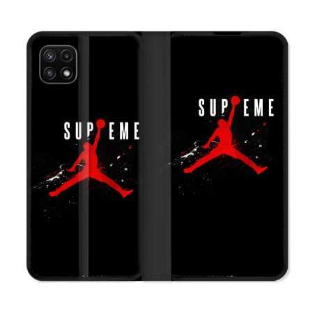 Housse cuir portefeuille Pour Samsung Galaxy A22 5G Jordan Supreme Noir