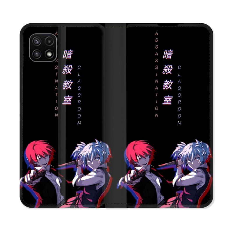 Housse cuir portefeuille Pour Samsung Galaxy A22 5G Manga Assassination Classroom Duo