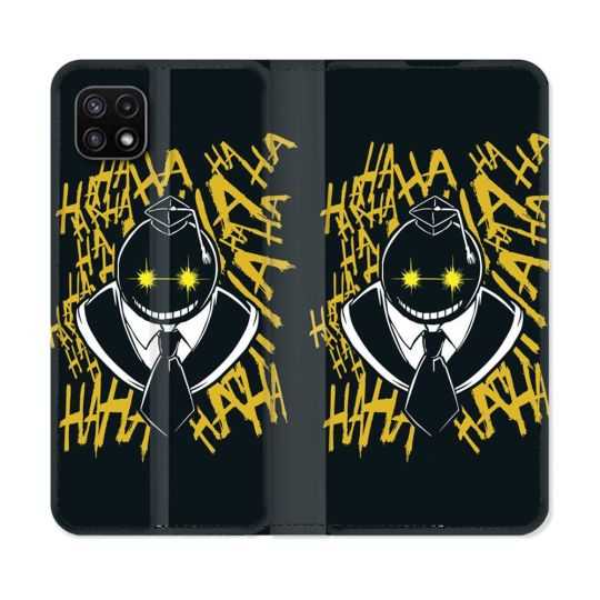 Housse cuir portefeuille Pour Samsung Galaxy A22 5G Manga Assassination Classroom Kuro Noir