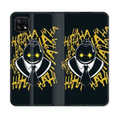 Housse cuir portefeuille Pour Samsung Galaxy A22 5G Manga Assassination Classroom Kuro Noir