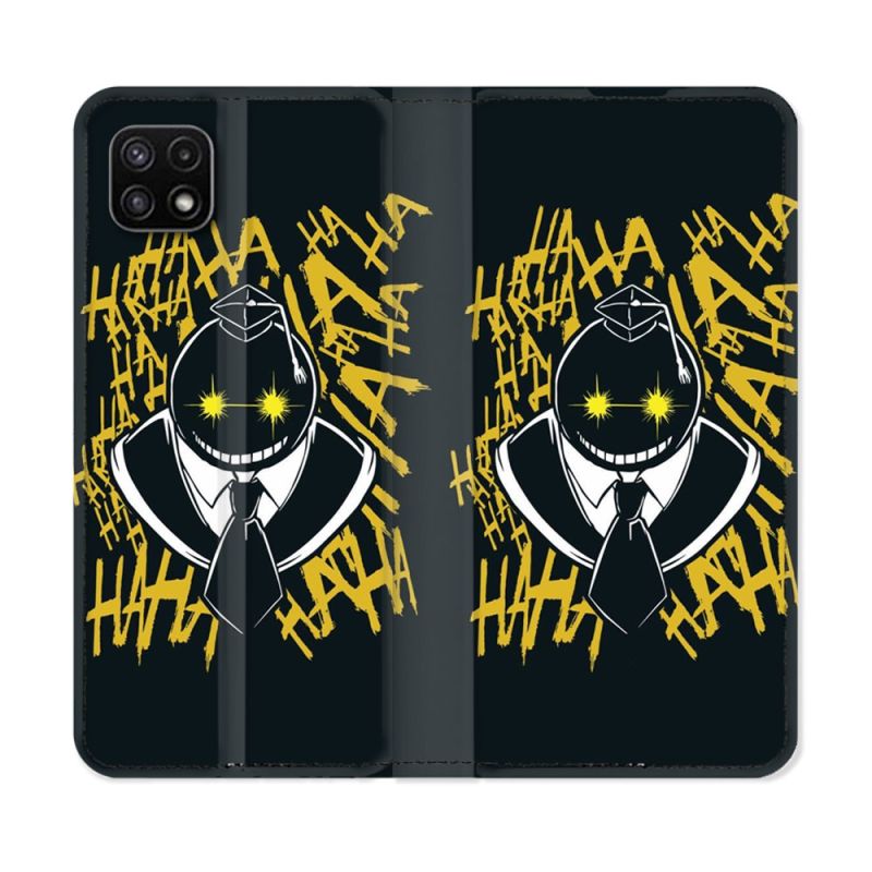 Housse cuir portefeuille Pour Samsung Galaxy A22 5G Manga Assassination Classroom Kuro Noir