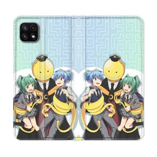 Housse cuir portefeuille Pour Samsung Galaxy A22 5G Manga Assassination Classroom Kuro Trio