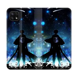 Housse cuir portefeuille Pour Samsung Galaxy A22 5G Manga Attaque Titans Levi