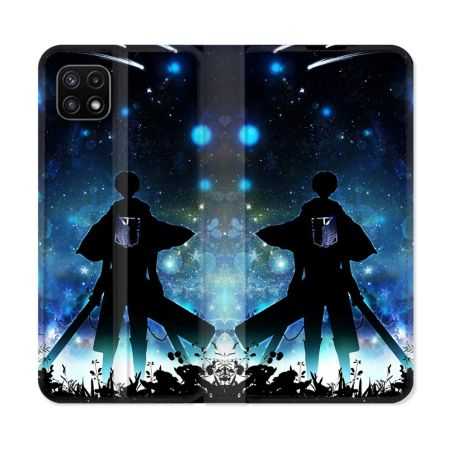 Housse cuir portefeuille Pour Samsung Galaxy A22 5G Manga Attaque Titans Levi