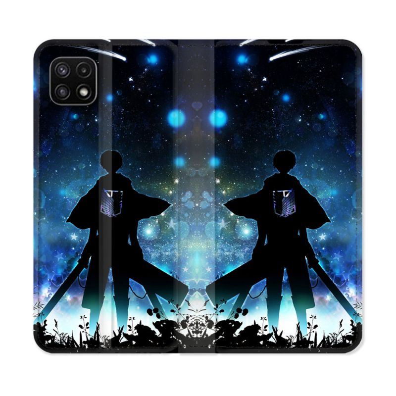 Housse cuir portefeuille Pour Samsung Galaxy A22 5G Manga Attaque Titans Levi