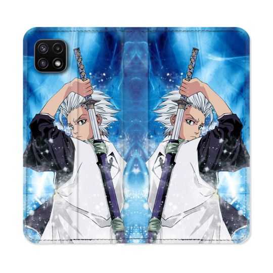 Housse cuir portefeuille Pour Samsung Galaxy A22 5G Manga Bleach Hitsugaya