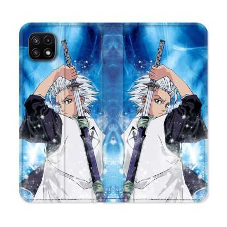 Housse cuir portefeuille Pour Samsung Galaxy A22 5G Manga Bleach Hitsugaya