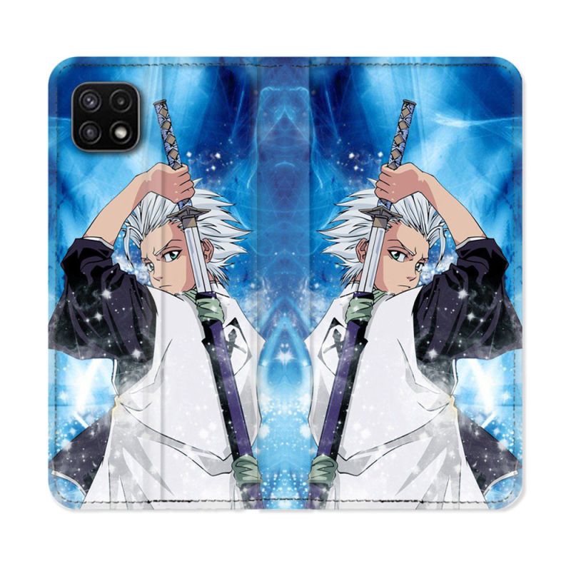 Housse cuir portefeuille Pour Samsung Galaxy A22 5G Manga Bleach Hitsugaya