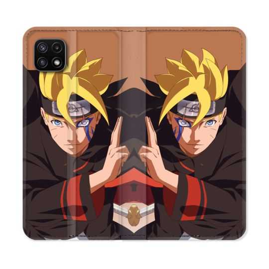 Housse cuir portefeuille Pour Samsung Galaxy A22 5G Manga Boruto Signe