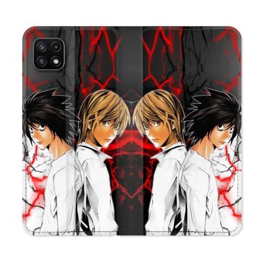Housse cuir portefeuille Pour Samsung Galaxy A22 5G Manga Death Note Duo