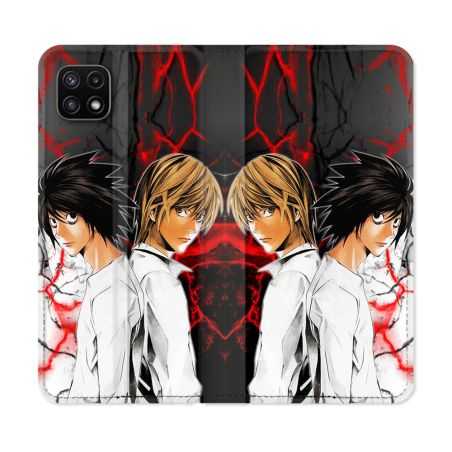 Housse cuir portefeuille Pour Samsung Galaxy A22 5G Manga Death Note Duo