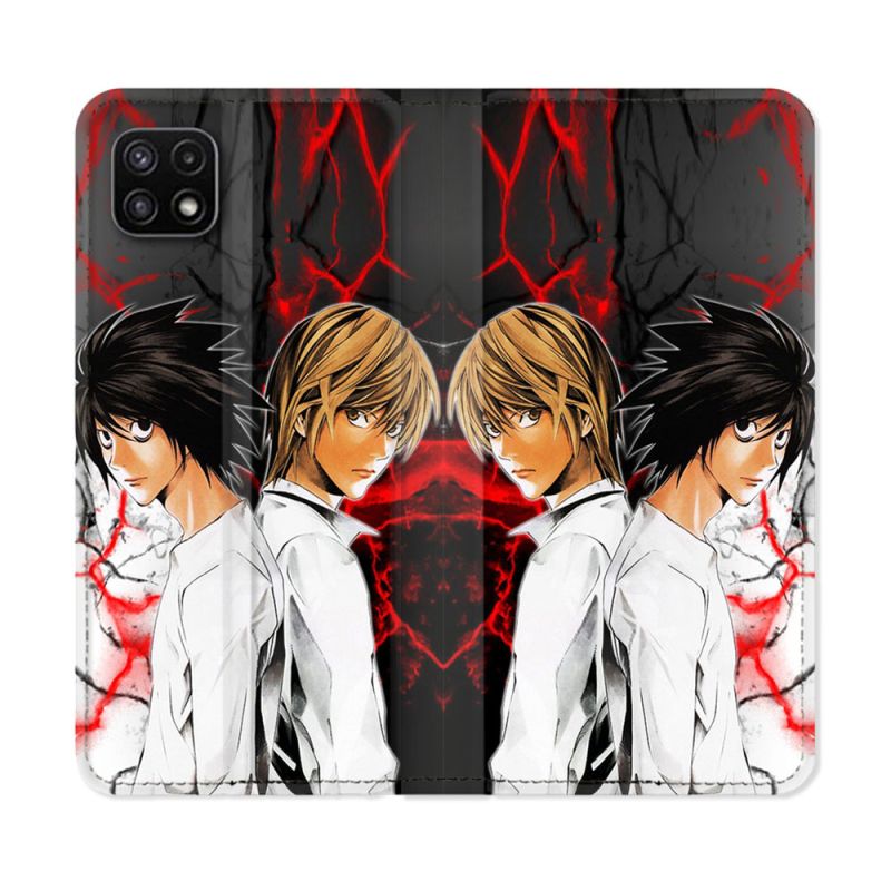 Housse cuir portefeuille Pour Samsung Galaxy A22 5G Manga Death Note Duo