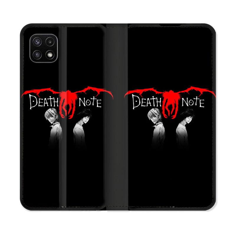 Housse cuir portefeuille Pour Samsung Galaxy A22 5G Manga Death Note Noir