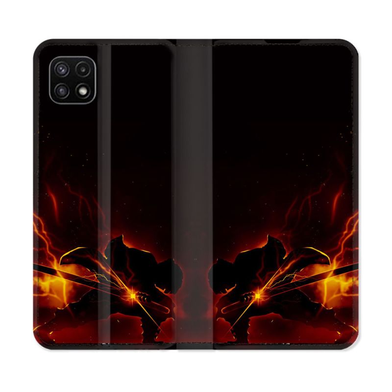 Housse cuir portefeuille Pour Samsung Galaxy A22 5G Manga Demon Slayer Electric