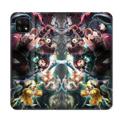 Housse cuir portefeuille Pour Samsung Galaxy A22 5G Manga Demon Slayer Groupe