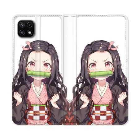 Housse cuir portefeuille Pour Samsung Galaxy A22 5G Manga Demon Slayer Nezuko