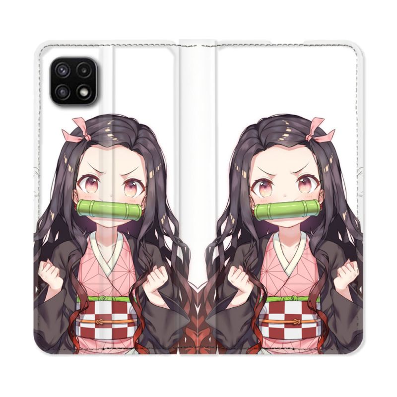 Housse cuir portefeuille Pour Samsung Galaxy A22 5G Manga Demon Slayer Nezuko