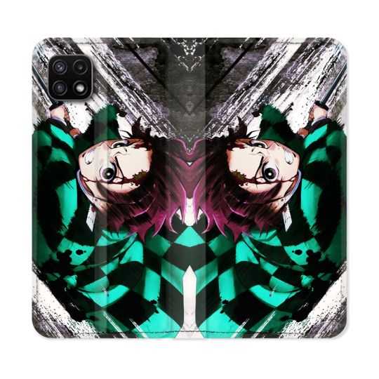 Housse cuir portefeuille Pour Samsung Galaxy A22 5G Manga Demon Slayer Tanjiro