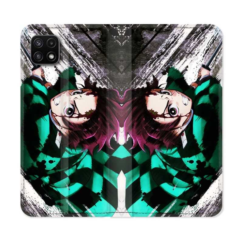 Housse cuir portefeuille Pour Samsung Galaxy A22 5G Manga Demon Slayer Tanjiro