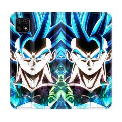 Housse cuir portefeuille Pour Samsung Galaxy A22 5G Manga Dragon Ball Gogeta Visage