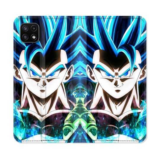 Housse cuir portefeuille Pour Samsung Galaxy A22 5G Manga Dragon Ball Gogeta Visage