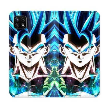 Housse cuir portefeuille Pour Samsung Galaxy A22 5G Manga Dragon Ball Gogeta Visage