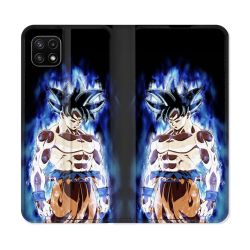 Housse cuir portefeuille Pour Samsung Galaxy A22 5G Manga Dragon Ball Sangoku Noir